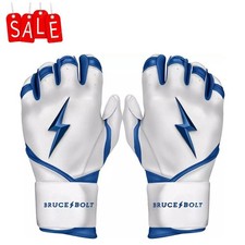 BRUCE BOLT Men's Chrome Series Long Cuff Batting Gloves- Color: Navy