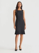 KASPER Pleat Hem Sleeveless Sheath Dress Black, New with tag, Size 8