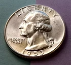 🟅 UNC 1955 90% Silver Wash. Quarter 25¢ - 71-Year-Old Coin