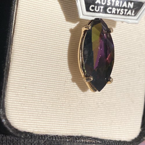 Vintage Swank Grand Prix Purple Austrian Crystal Tie Tack - Picture 5 of 9