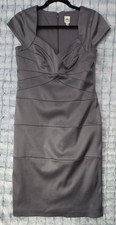 Sangria Gray Sleeveless V-neck Pencil Evening Cocktail Dress Women's 6 Classic