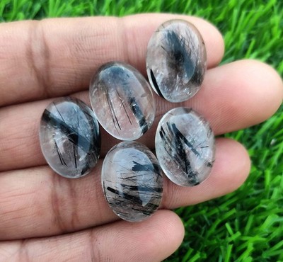 Natural Black Rutile Oval Cabochon 5x7mm To 12x16mm Loose Gemstone