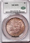 1900 Silver Morgan Dollar Coin AU 53 CAC Beautiful Toner