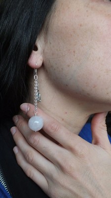 Rose Quartz ASYMMETRICAL Earrings One Longer Than the Other