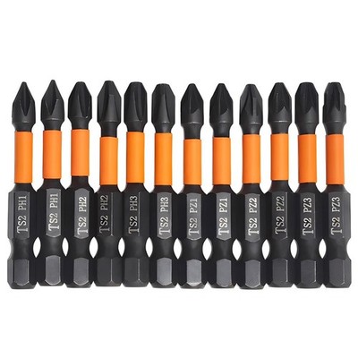 Saipe 12pcs 50mm/2'' PoziDriv Phillips Screwdriver Bit Set, Magnetic 50mm