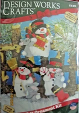 Design Works "SNOWMAN" ORNAMENTS  Felt Embroidery Kit #5338 Unopened