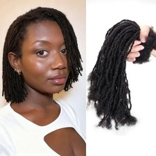 8In 40 Strands Interlocking Loc Extensions Human Hair Dreadlocks 1b