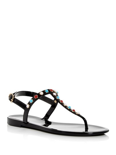 STUART WEITZMAN Womens Black Slingback Sawyer Toe Block Heel Thong Sandals 5