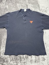 VINTAGE 1999 Superman Long Sleeve XXL Black Warner Bros Embroidered Man of Steel