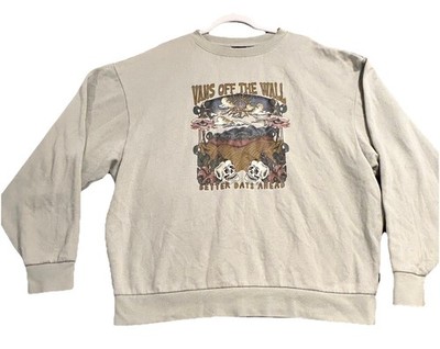 Vans Off The Wall Better Days Ahead Green Crewneck Sweatshirt Noodie Size Large
