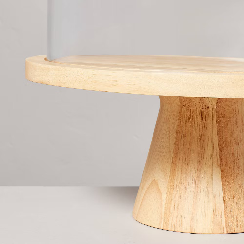 11.5" Wooden Cake Stand with Glass Cloche - Hearth & Hand with