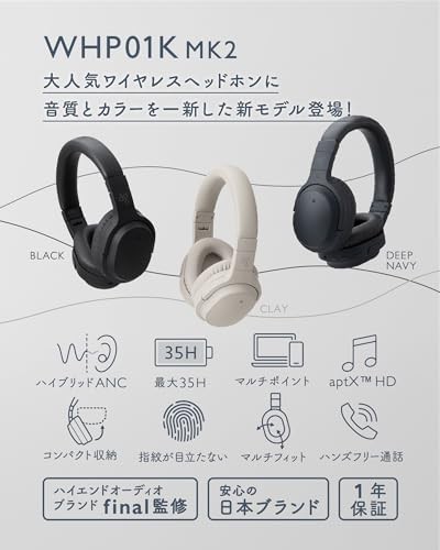 2024 Winter ag WHP01K MK2 aptX HD compatible Bluetooth ANC noise