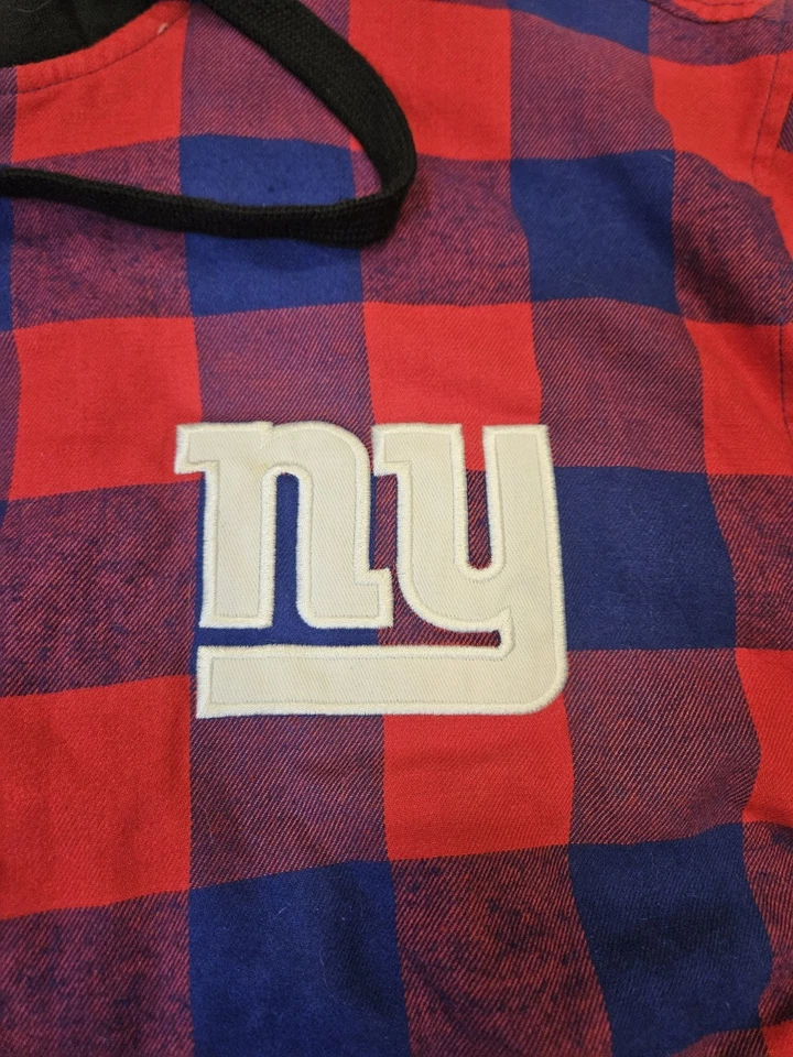 NEW YORK GIANTS Chaqueta con Capucha Forrada de Piel Sintética NFL 1/4 Cremallera a Cuadros Hombres 2XL NUEVA CON ETIQUETAS Foto 3 de 4