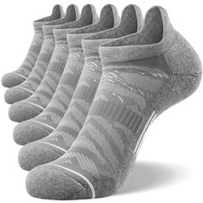 FITRELL 6 Pack Men's Running Socks Ankle Low Cut 9-12, Light Gray white
