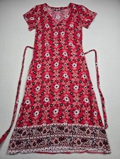 Loft Outlet Size 0 XS Red Floral Print Maxi Dress V-Neck Front Buttons