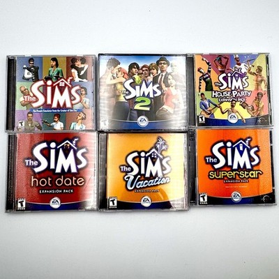 The Sims PC 1 & 2, + 4 Expansion Packs - House PartyHot Date Vacation Super Star