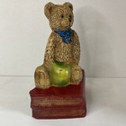DOORSTOP CAST IRON TEDDY BEAR ON BOOKS 10" tall School Study Teacher Apple — photo 3