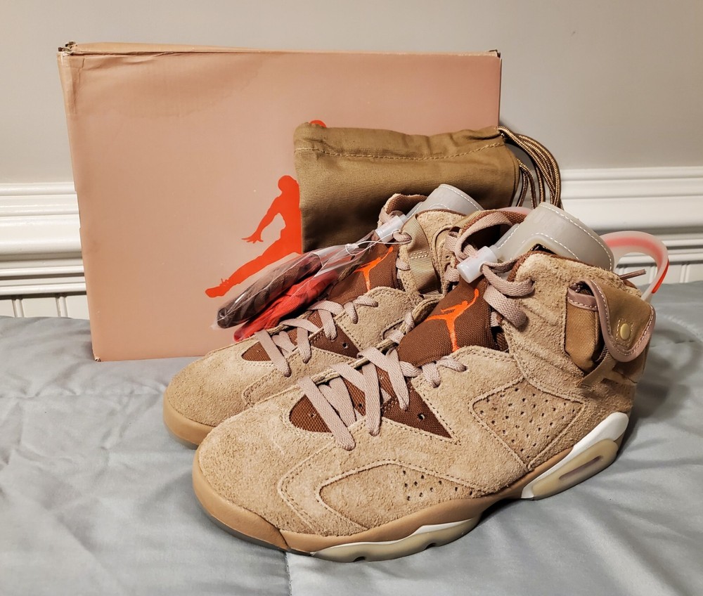 Travis Scott Jordan 6 British Khaki DH0690-200 Size US 9 *Damaged Box See Pics