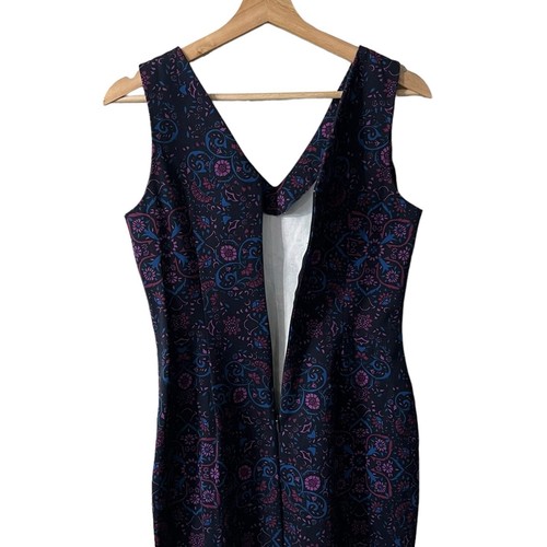 Banana Republic Sheath Dress Size 2 Double V Navy Purple Floral Poplin 665135 - Picture 4 of 7