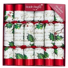 Robin Reed Bows & Berries English Christmas Crackers 528, 12 x 10 In (Set of 12)