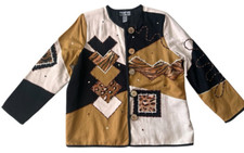 Indigo Moon Embroidered Wearable Art Animal Print Blazer Jacket Size Large