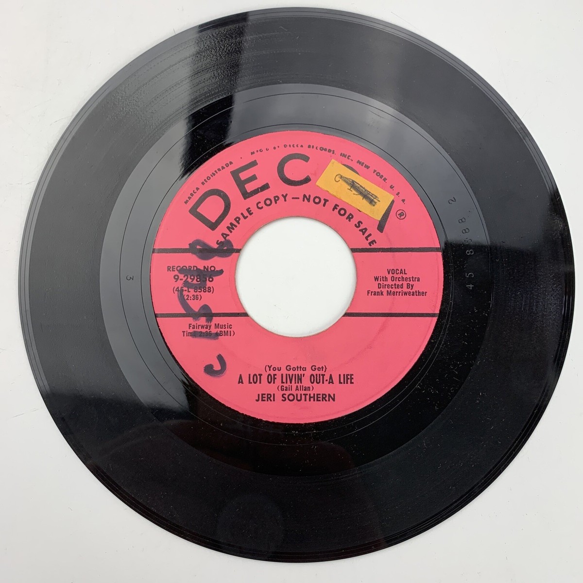 Jeri Southern Kiss and Run Lot of Livin Promo Record 45 RPM - Main Image