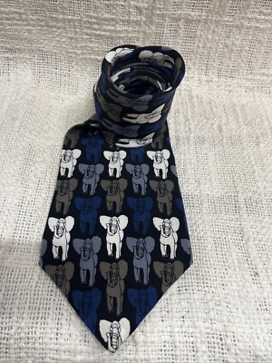 Art Deco Vicky Davis Multi Colored Elephant Tie 58 Inch 