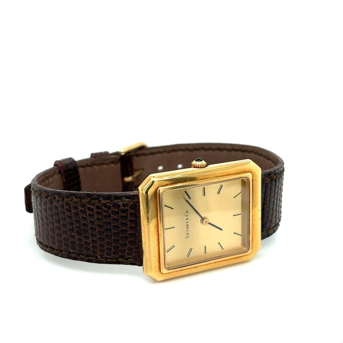 Vintage Unisex Tiffany & Co. 26mm Rectangular 18k Gold Watch Vintage Unisex Tiffany & Co. 26mm Rectangular 18k Gold Watch