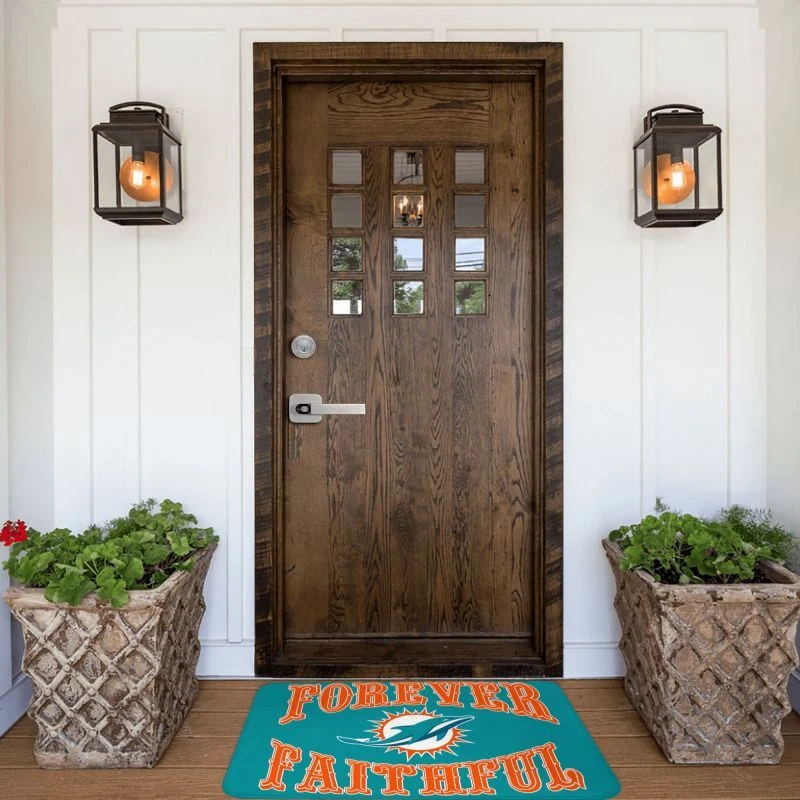 Forever Faithful Miami Dolphins Floor Mat Home Decorative