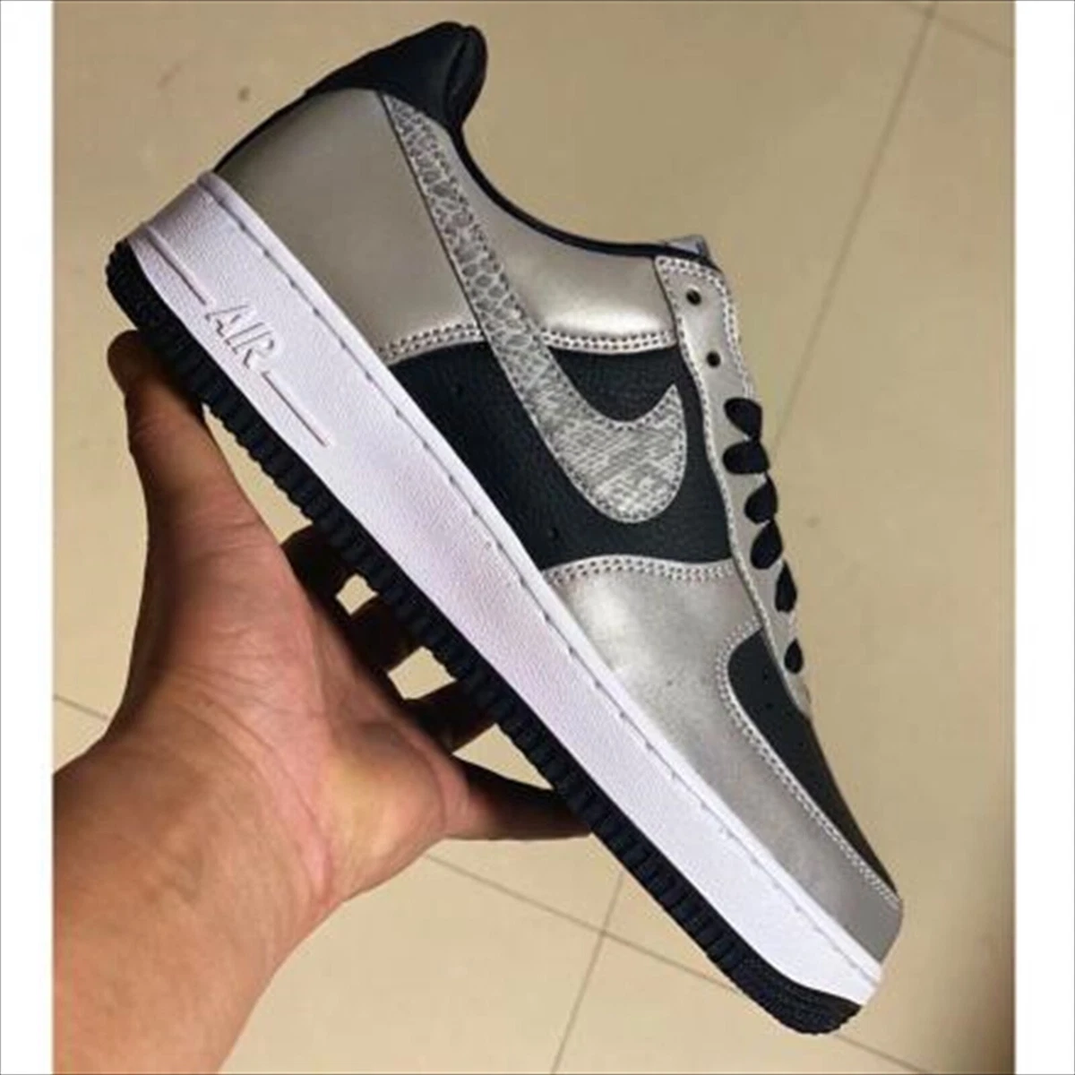 NIKE AIR FORCE 1 B SILVER SNAKE REFLECTIVE BLACK DJ6033 001 US