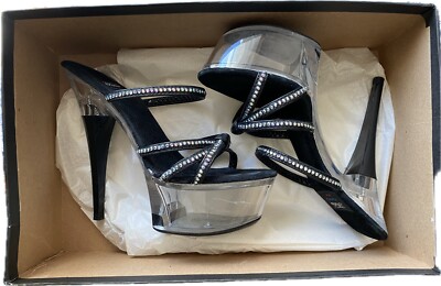Strappy Black Patent Leather Stiletto shoes women, Size 7