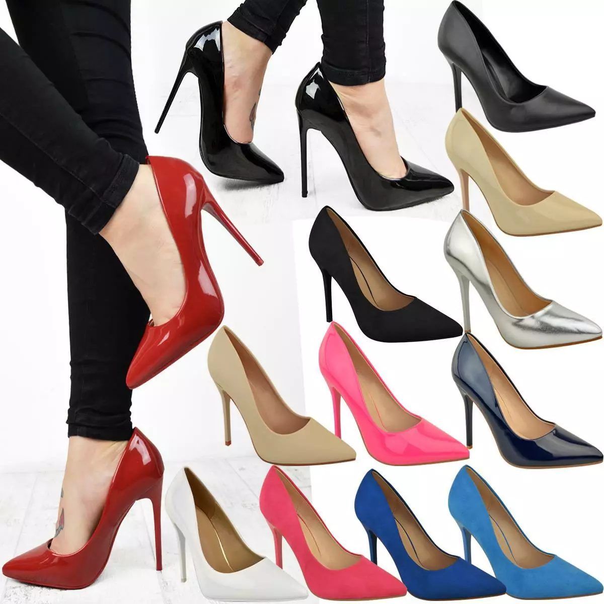 Womens Ladies Black High Heel Court Shoes Smart Formal Occasion Party Size  New | eBay