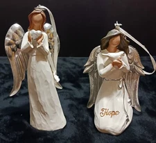 Lot of 2 St Nicholas Square Believe Angel Christmas Ornament Resin Metal 5" & 4"