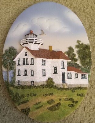 Vintage Grand Traverse MI Lighthouse Collectible Wall Decor Plaque w/ Tag