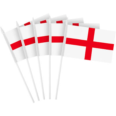 G128 12 Pack Handheld England English Stick Flags 4x6 In, Printed 150D Polyester