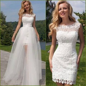 beach wedding dress with detachable skirt
