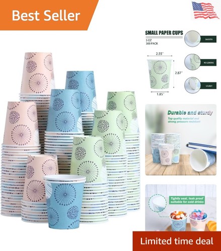Stylish 300 Count 5 Oz Disposable Cups with Floral Design for Multiple Occasions