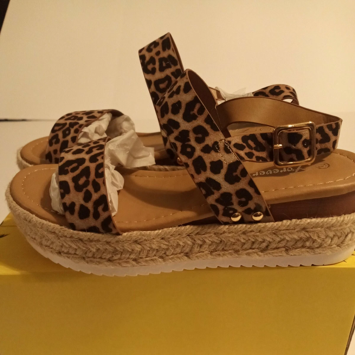 Forever Cheetah Leopard Buckle Sandals Shoes Espadrilles Women s