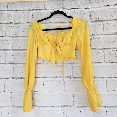 yellow ruffle sleeve top