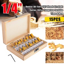 15Pcs Carbon Milling Cutter Router Bit Set Tungsten Carbide Router 1/4" Shank