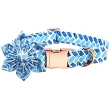 Blue Adjustable Dog Flower Bow Collar Female Girl Pet Cute Medium Dog