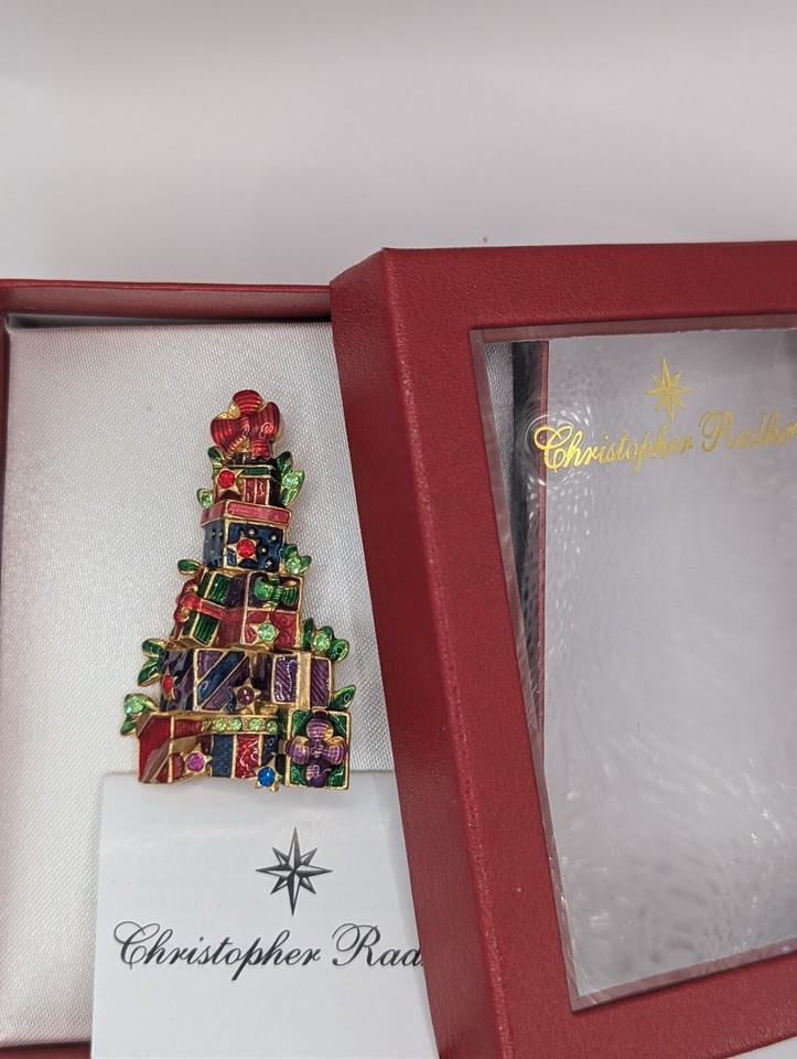 Christopher Radko Stacked Presents Christmas Tree Pin Vintage in Box ...