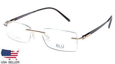 NEW BLU Designed in SOHO 116 COL.02 GOLD TITANIUM EYEGLASSES 50-18-140 B29mm