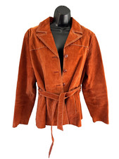 Wilson Leathers Womens Long Sleeve Brown Button Front Belted Lined Jacket Xl