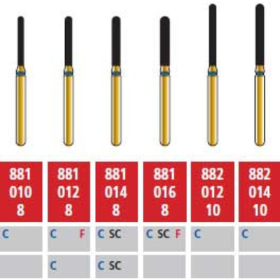 Alpen FG #881.016 Supercoarse Grit Diamond Bur, Round End Cylinder - Package