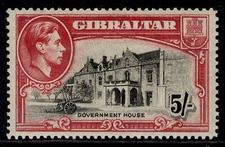 GIBRALTAR GVI SG129, 5s black & carmine, M MINT. Cat £100.
