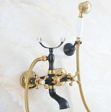 Black Gold Color Brass Wall Mount Clawfoot Bath Tub Faucet With Handheld Shower