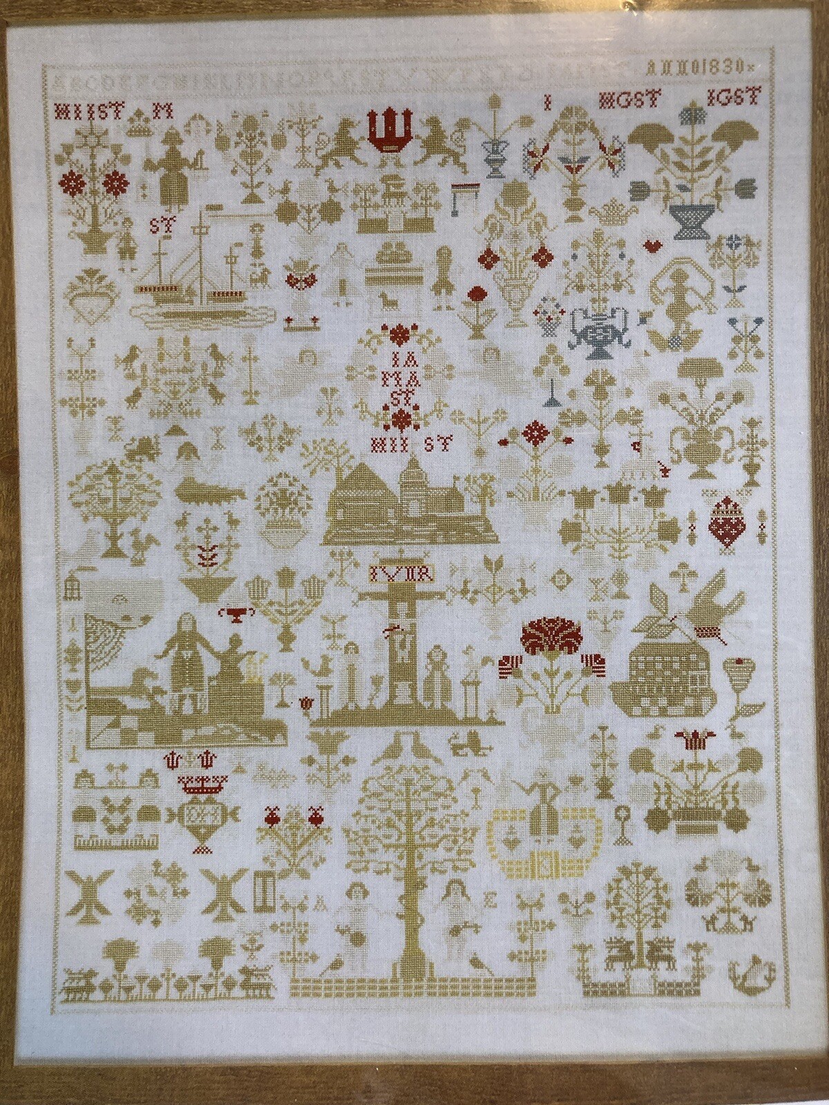 Sampler 1830 Permin of Copenhagen Danish Art Needlework Cross Stitch