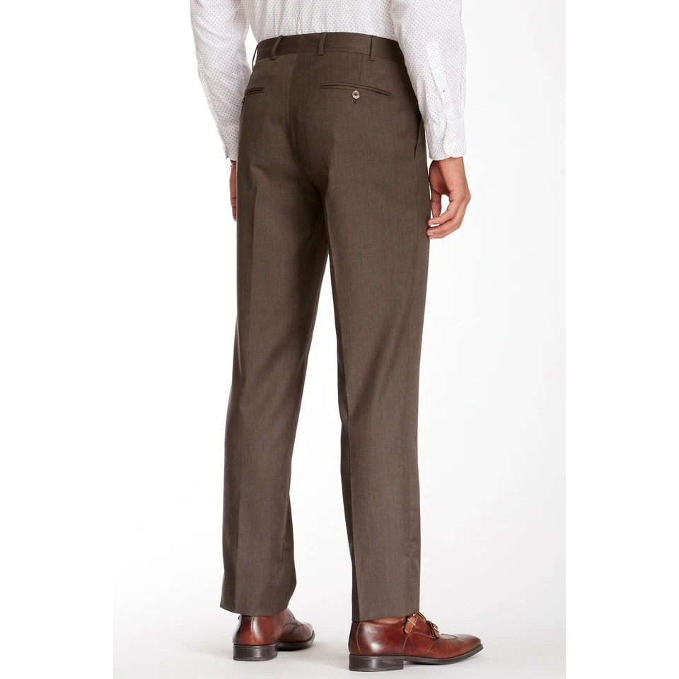 Ike Behar Mens Tan Wool Flat Front Dress Suit Slacks Pants 32 NWT - Image 2 of 4