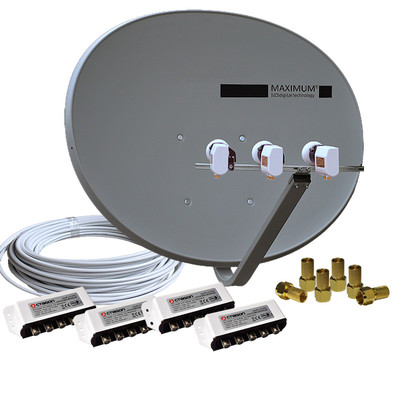 4-Teilnehmer Türkische TV HD Sat-Anlage E-85 Maximum Eutelsat 7°E+Astra+Hotbird 